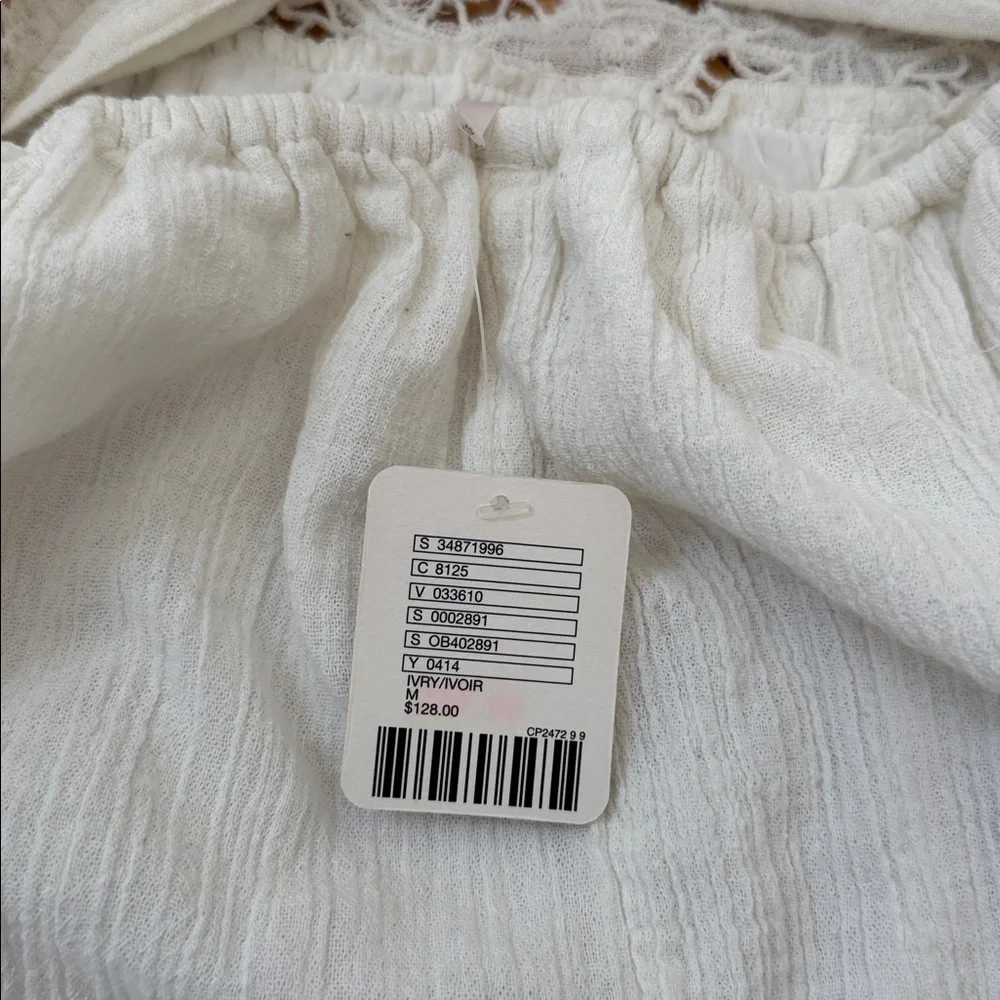 Free People Day Dream Romper, Crochet ivory tie back halter neck NWT - Size M - Picture 7 of 9